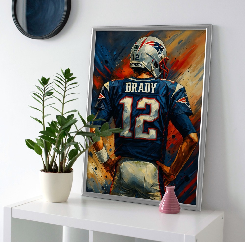 Tom Brady Artwork Poster or Canvas - Tom Brady Patriots Wall Art Painting
