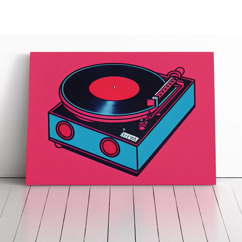 Vinyl Record Player Pop Art Abstract Canvas Wall Art Print Framed Picture Decor