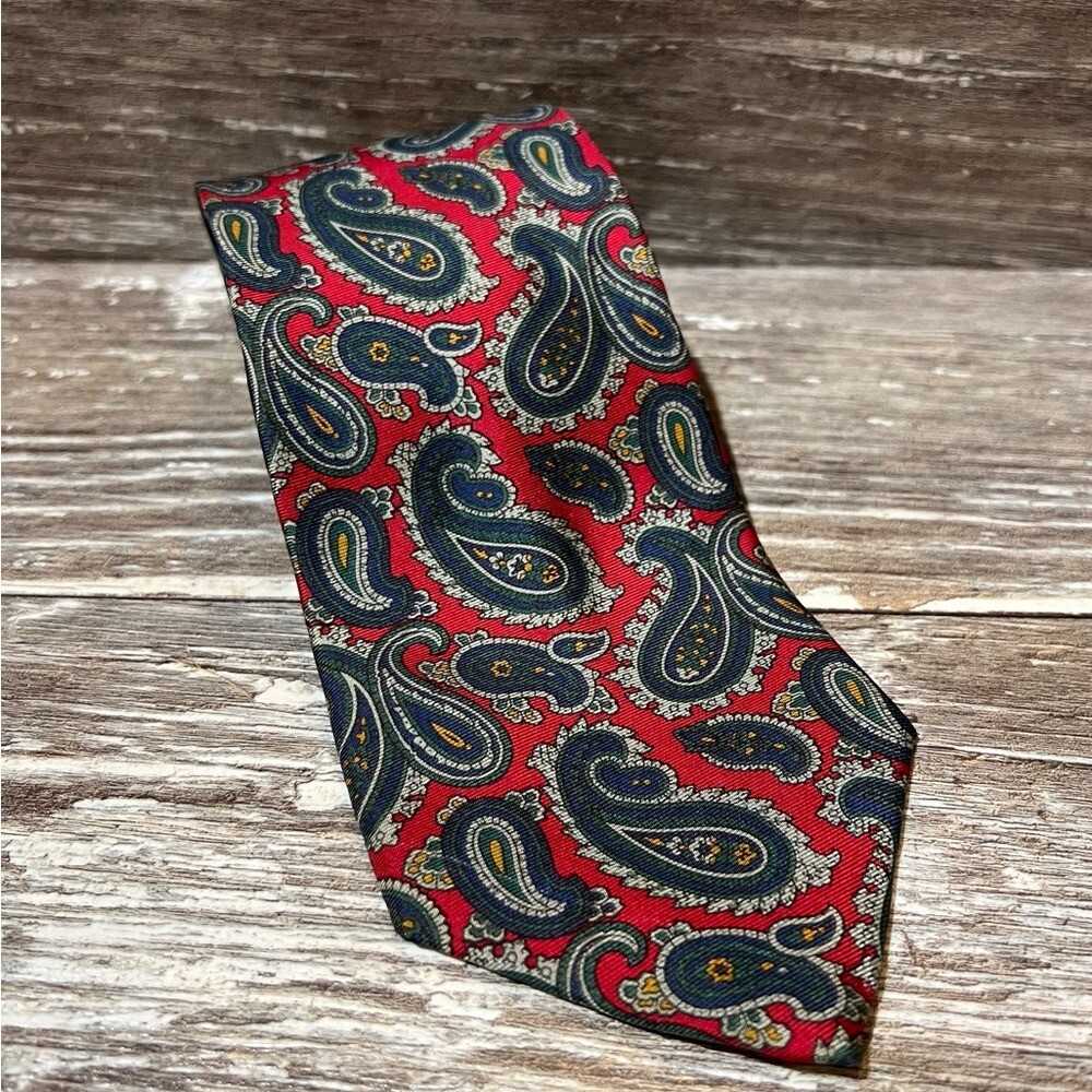 Bert Pulitzer Tie Men’s 100% Silk Paisley Print Red Vintage Formal Suit Business