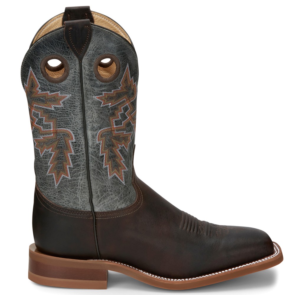 Justin Boots Bender 11 Inch Square Toe Cowboy Boots for Men in Brown and Grey BR5