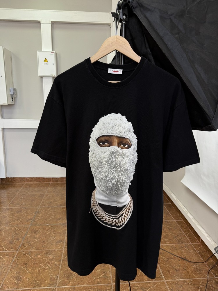 🇫🇷 IH NOM UH NIT Paris Balaclava Mask Face T-Shirt Rare size L color Black