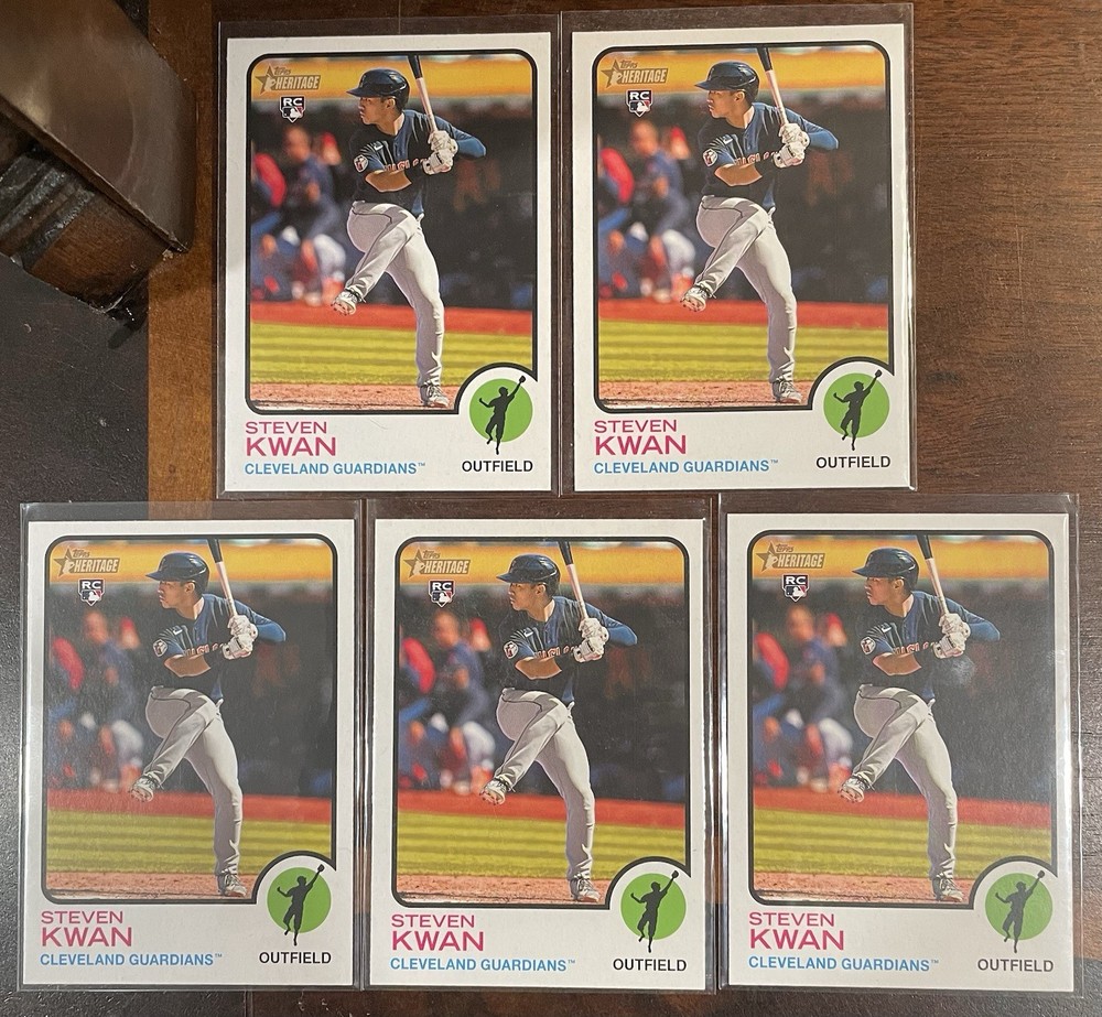 5 Card Lot 2022 Topps Heritage Steven Kwan RC # 562 FREE SHIPPING