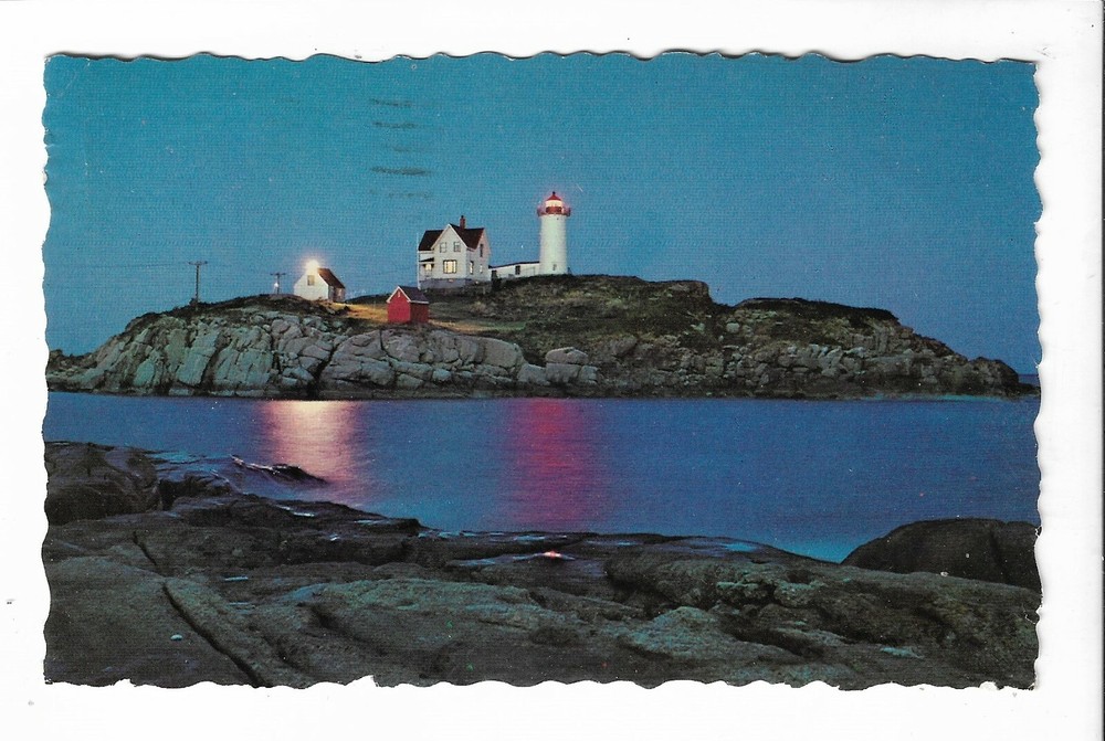 VTG Postcard Nubble Light on the Maine Coast