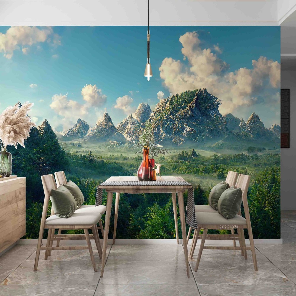 3D Sky Mountain Forest Landscape Wall Murals Wallpaper Murals Wall Sticker
