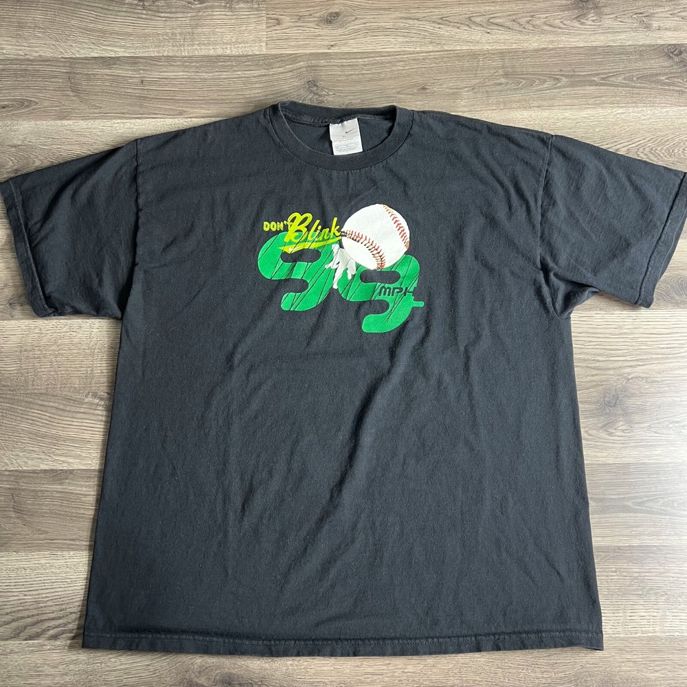 VTG Nike Baseball T Shirt Mens XL Pitcher Pitching 99 MPH Don’t Blink Y2K 2000s