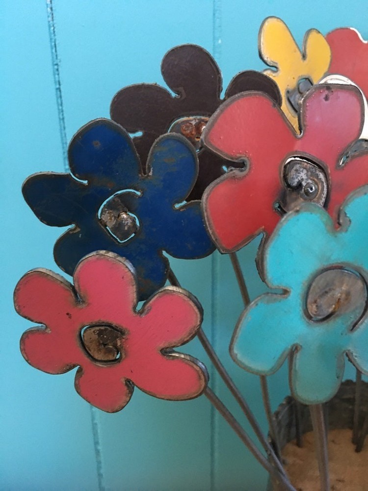 Metal Decorative Repurposed Rustic Flowers