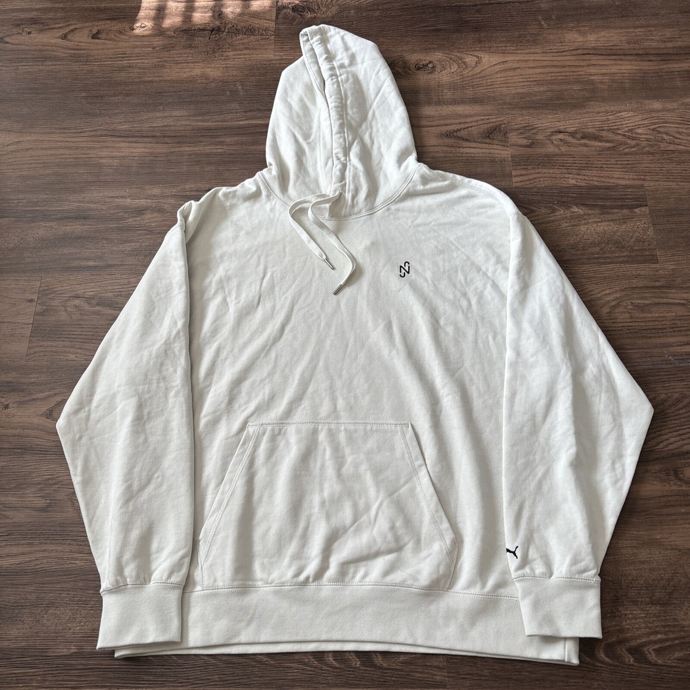 Puma Neymar Jr. Men Size XXL Vaporous Gray Hoodie White Soccer Futbol NWT