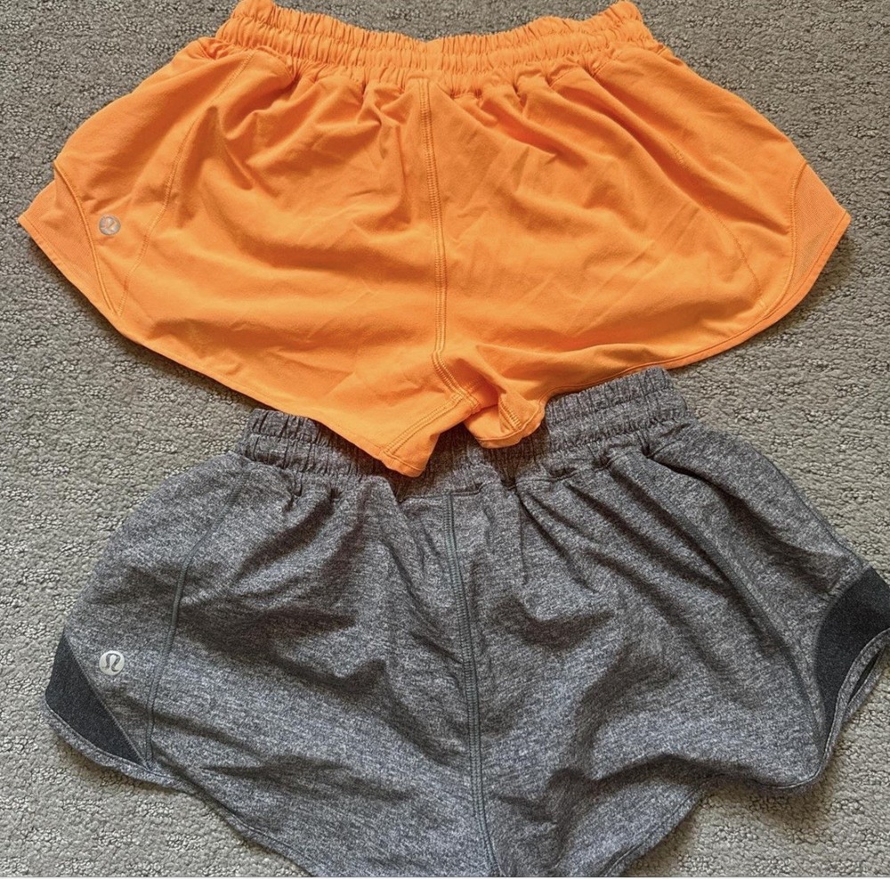 Lululemon Women's Athletic Shorts Orange & Gray Size 4 Running Lot of 2