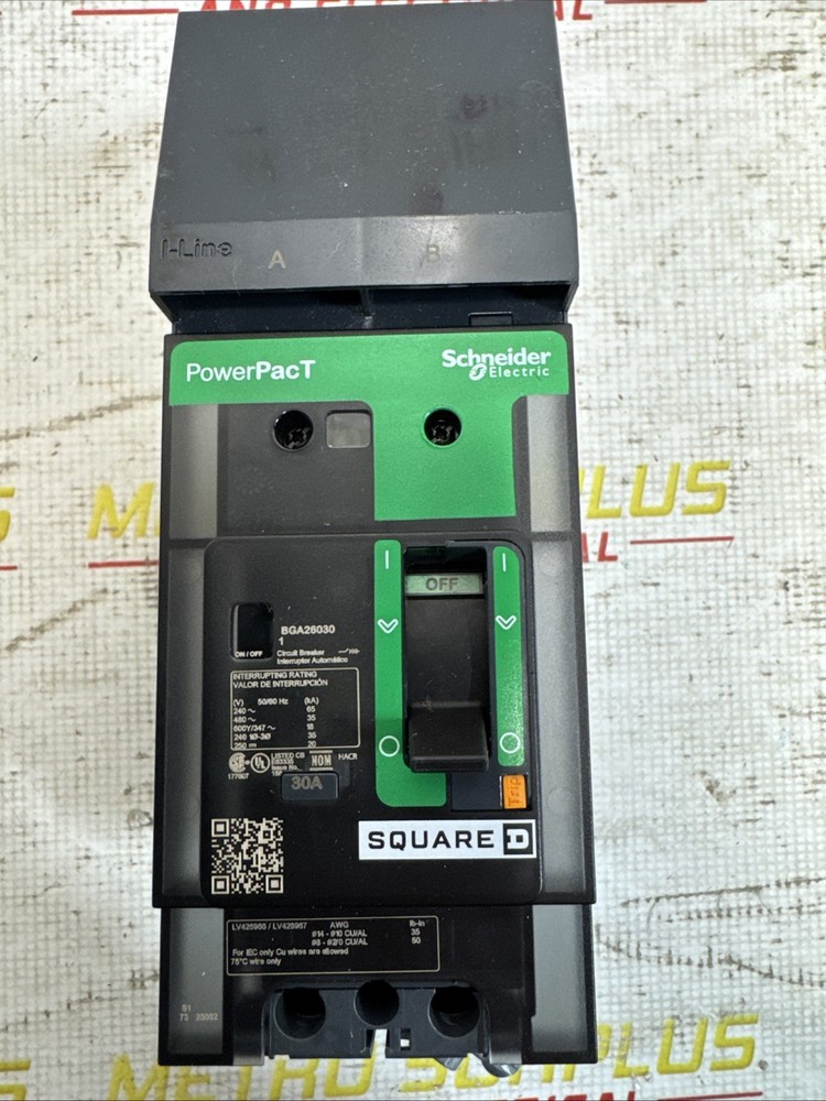 NEW Square D BGA BGA260302 2 Pole 30 Amp 600V AC PHASE Circuit Breaker NTO