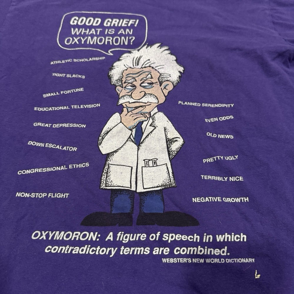 Vintage 90s Purple Albert Einstein Science Humor Tee With Front And Back Graphic