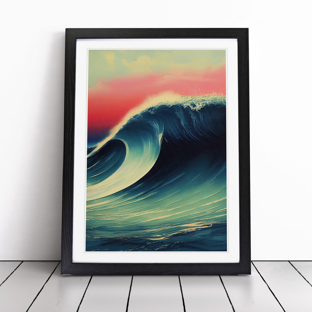 Sunset Ocean Wave No.3 Wall Art Print Framed Canvas Picture Poster Decor