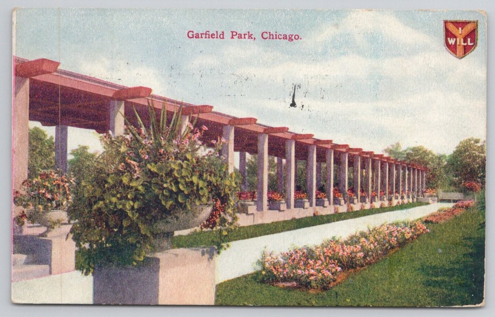 Vintage 1909 Chicago Garfield Park Pergola Postcard Illinois Posted
