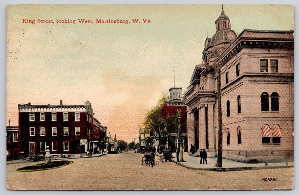 Martinsburg West Virginia WV King Street Looking West Downtown Postcard c1908