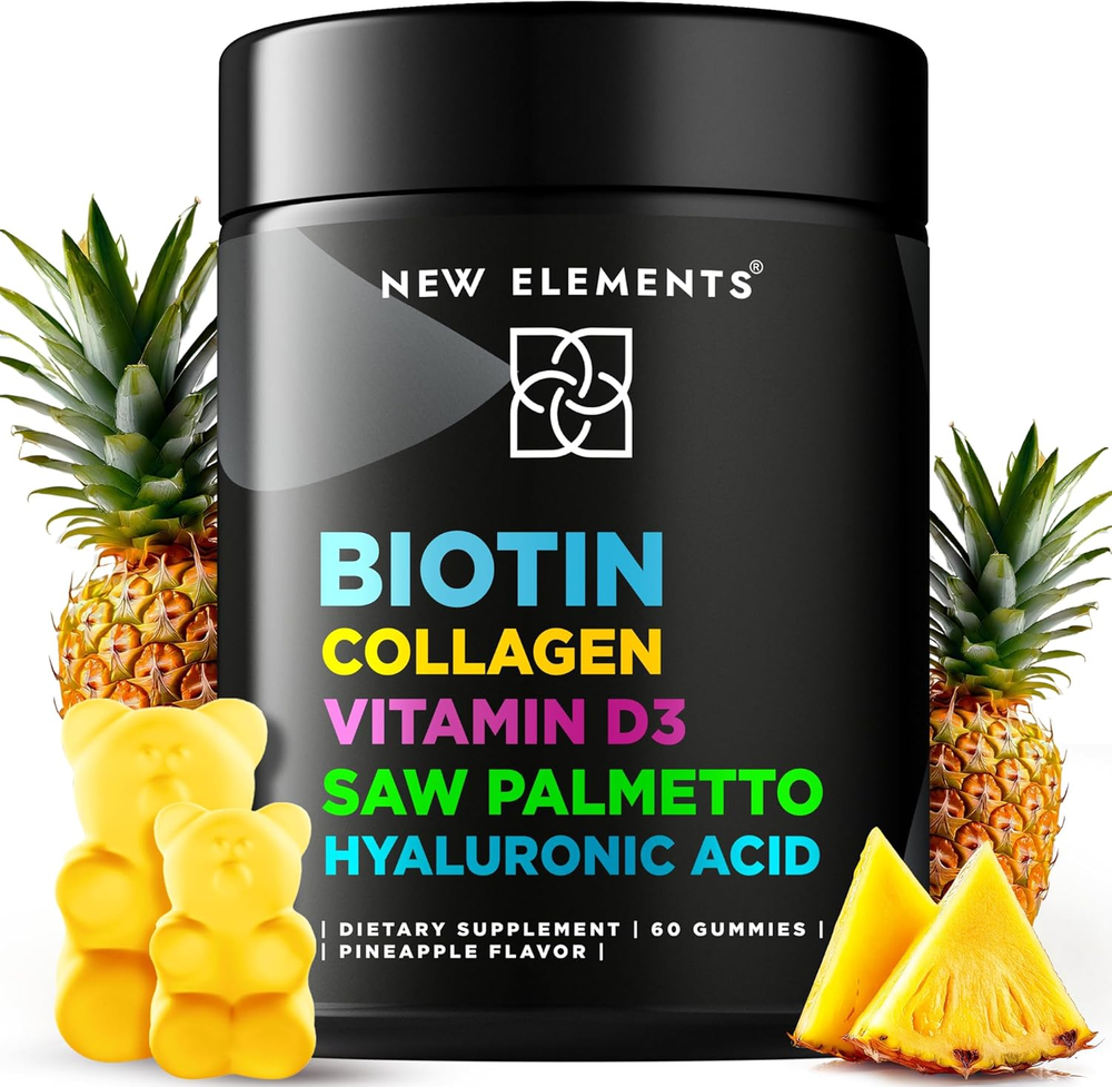 Biotin Gummies with Collagen Vitamin D3 Saw Palmetto & Hyaluronic Acid for Hair
