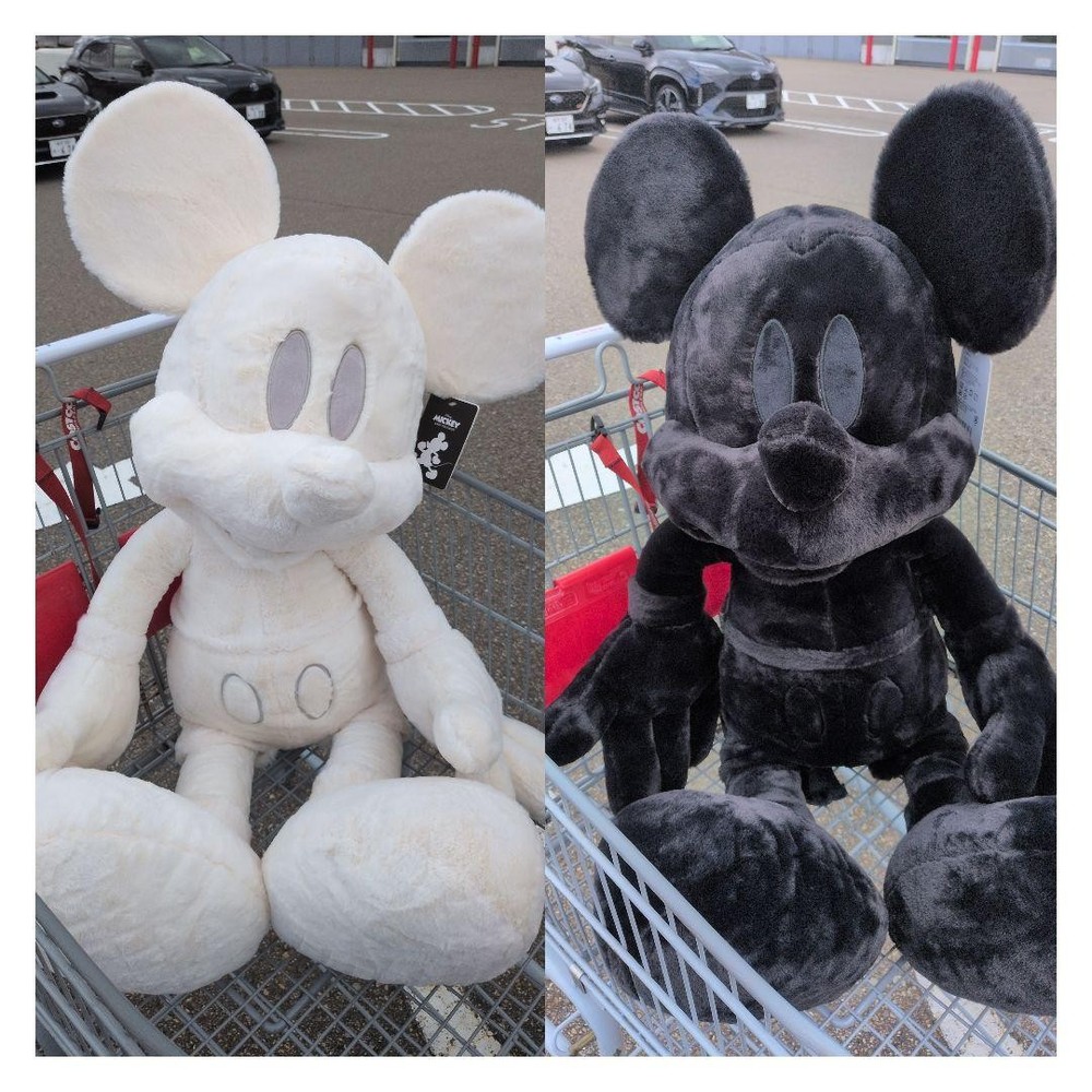 I have a blanket inside my stomach Mickey Mouse plush toy white black #cfba49