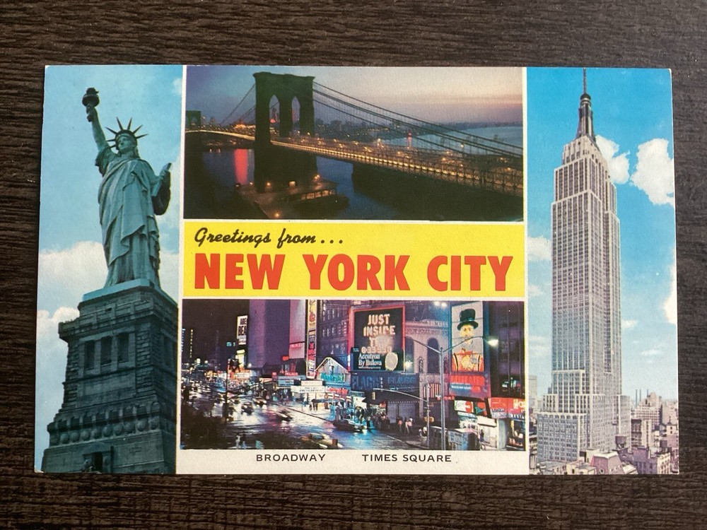 Greetings From New York City Multi-view Vintage Postcard Empire State Build