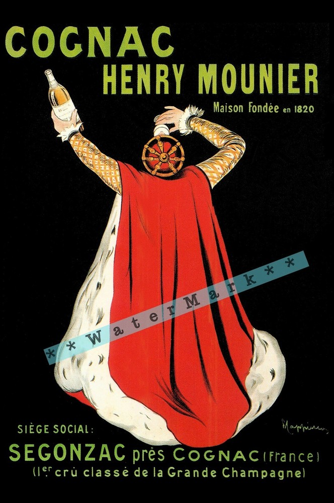 Cognac Henry Mounier 1910 French Vintage Poster Print Retro Style Bar Art