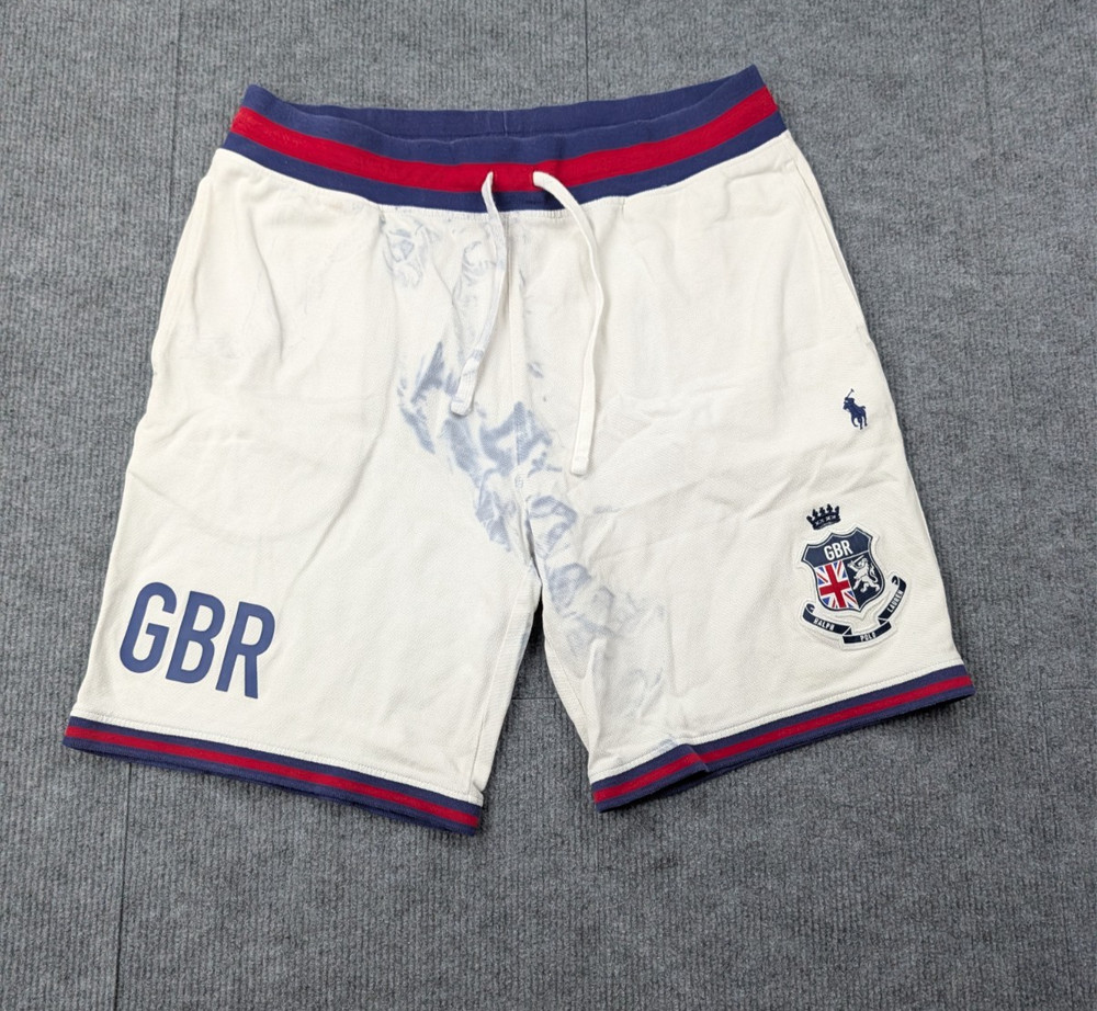 Polo Ralph Lauren Athletic Shorts Mens Medium GBR Crest Preppy Athleisure Cotton