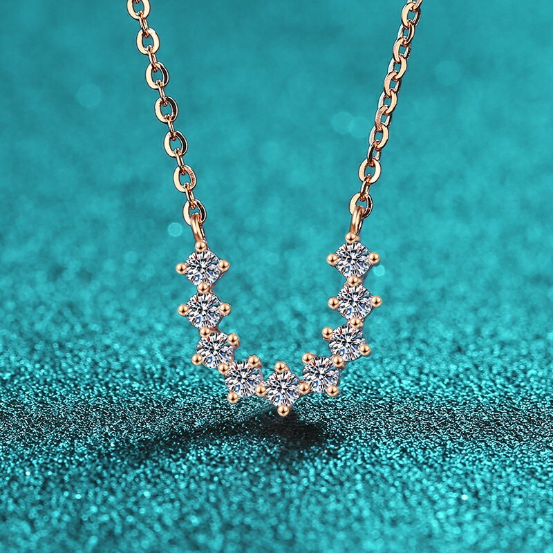 0.54CT Moissanite Necklace U Shape D Color Pendant S925 Sterling Silver Women
