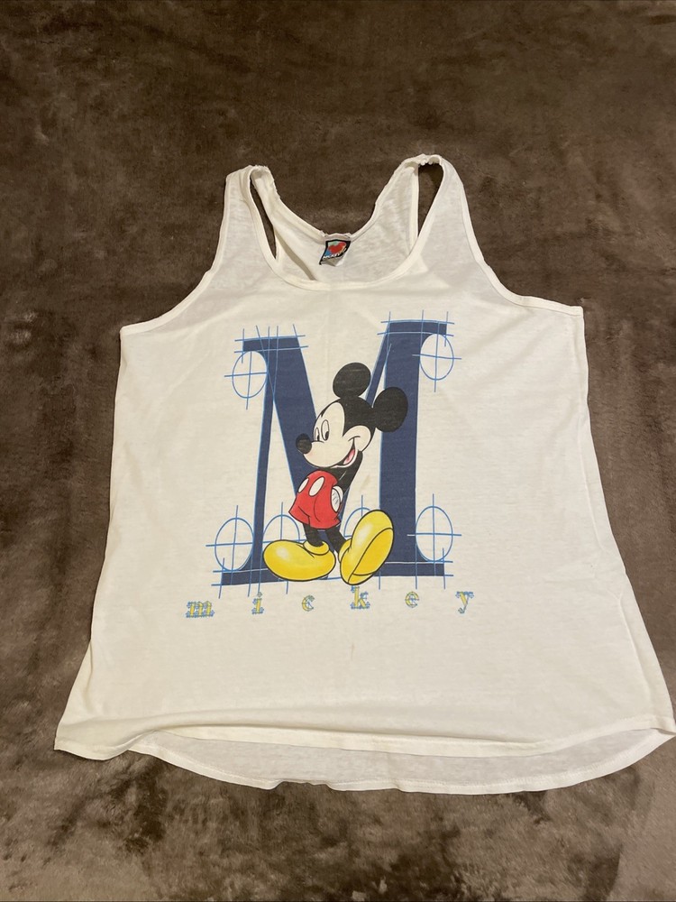 Vintage Disney Tank Top Shirt Size L 90s Mickey Mouse Designs Gym Beach