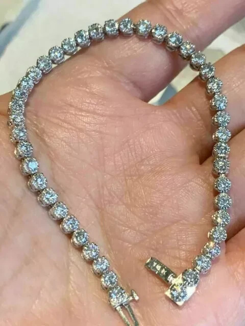 6CT Round Cut Lab Created Diamond Women's Tennis Bracelet 14K White Gold Plated