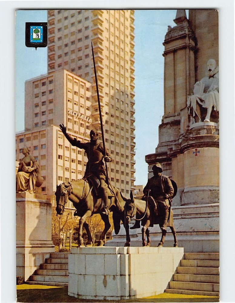 Postcard Cervantes Monument Madrid Spain