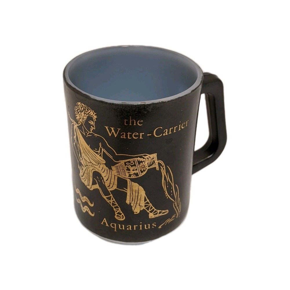 Vintage Federal Milk Glass AQUARIUS Zodiac Sign Horoscope Astrology Cup Mug