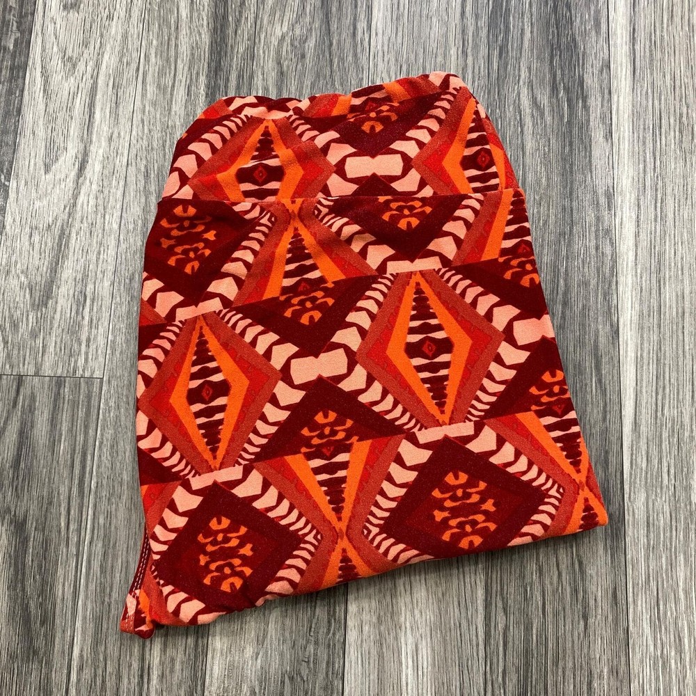 LULULEMON Elastic Waist Pull On Stretch Red Geometric Leggings Women's One Size