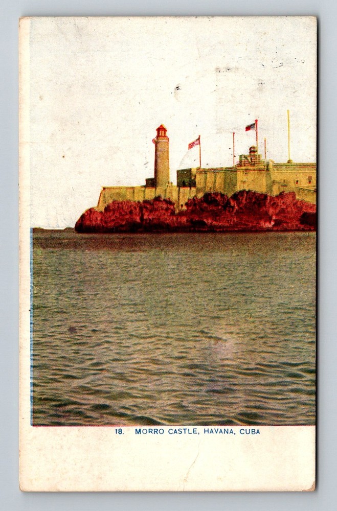 Cuba- Havana Morro Castle Souvenir Old Postal Card View Vintage c1909 Postcard