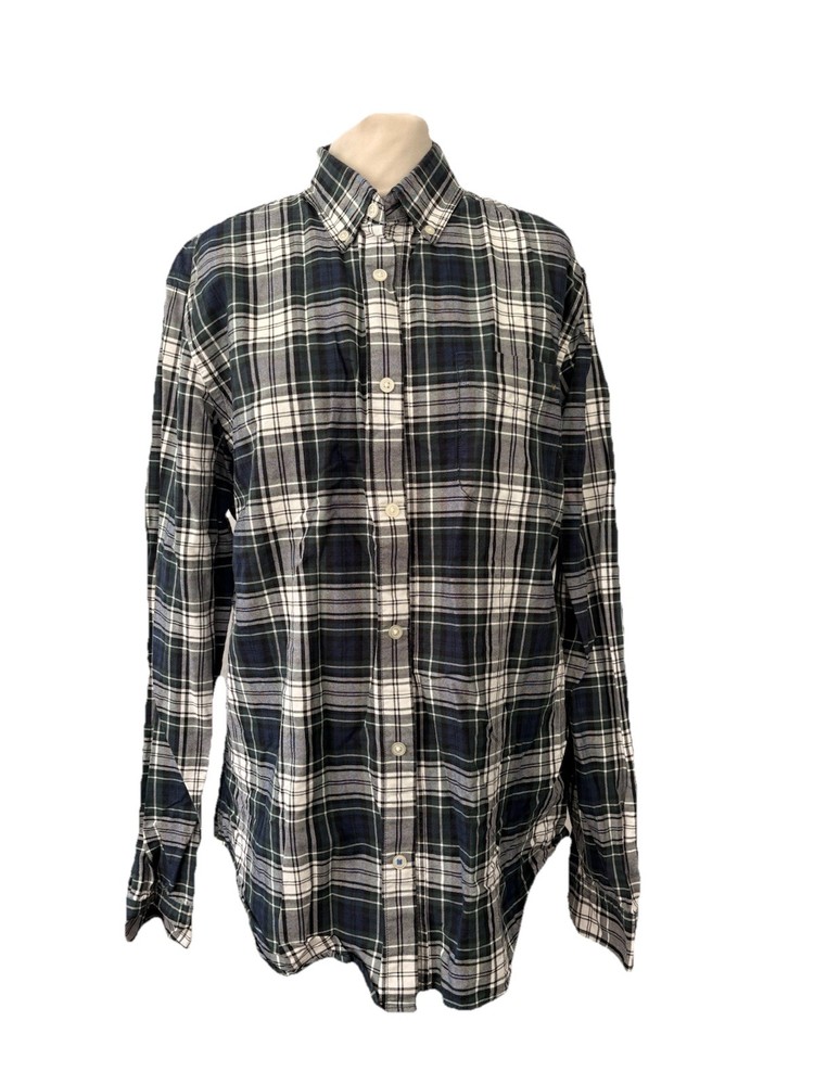 Gap Blue Check Shirt Size L Long Sleeve Cotton Button Up Men’s