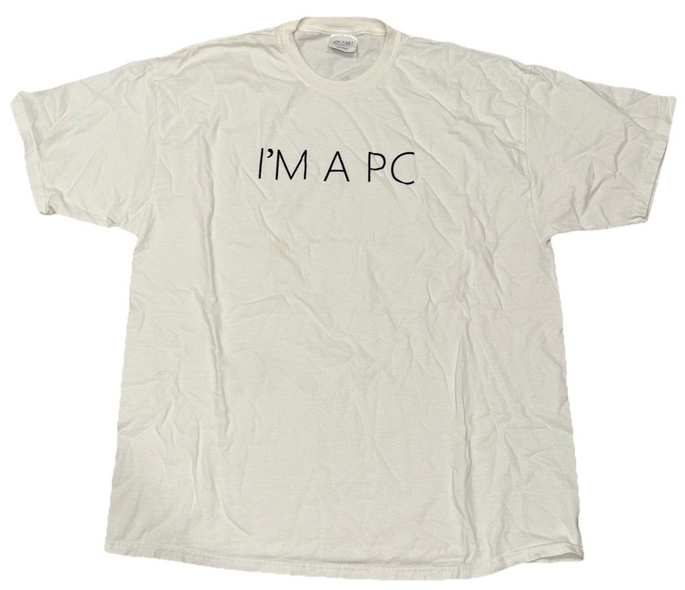 Vintage I’m A PC Microsoft Tech Y2K Tee Shirt Men’s Size XL White Computer