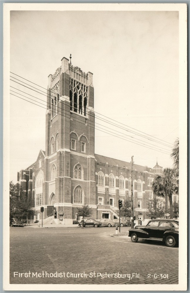 St.petersburg Fl First Methodist Church Vintage Real Photo Postcard Rppc