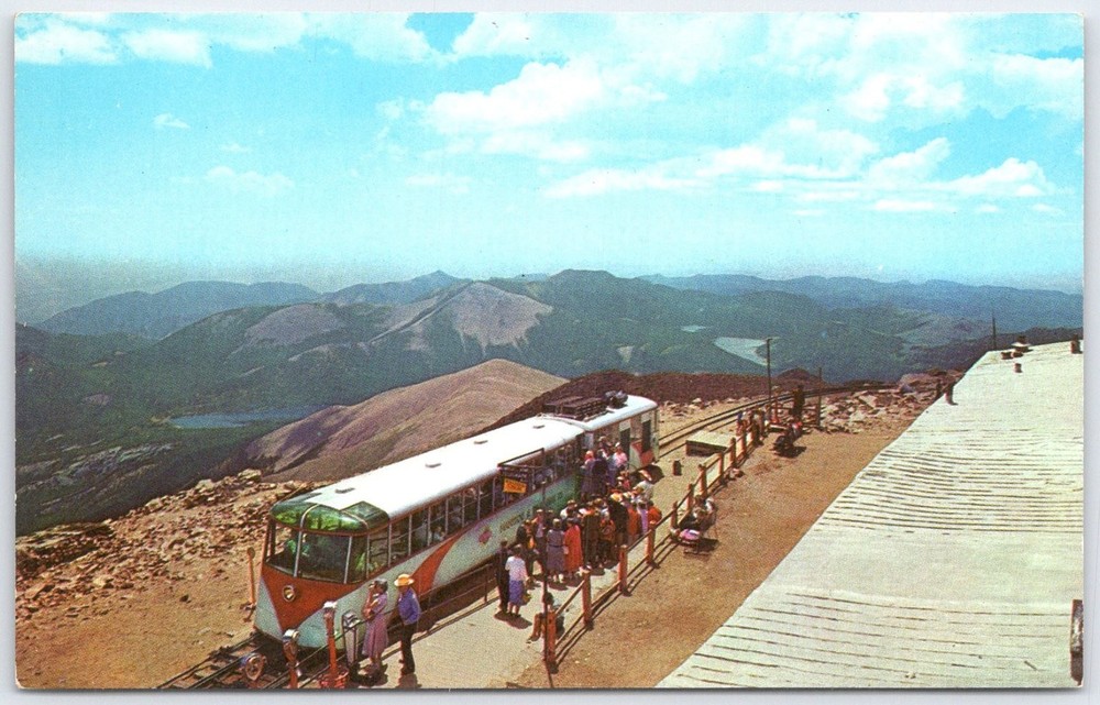 Pikes Peak Colorado Cog Train Summit Terminal Vintage Postcard