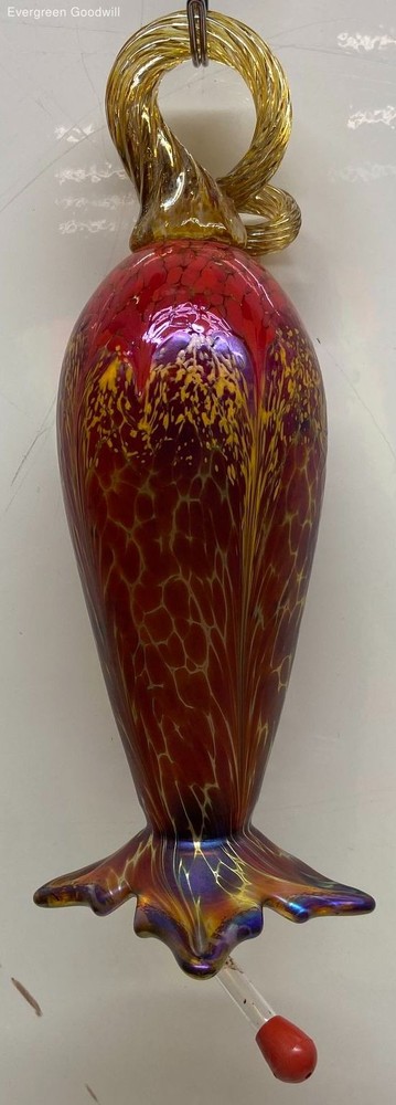 Signed Jack Pine Studio Hand-Blown Art Glass Bird Feeder