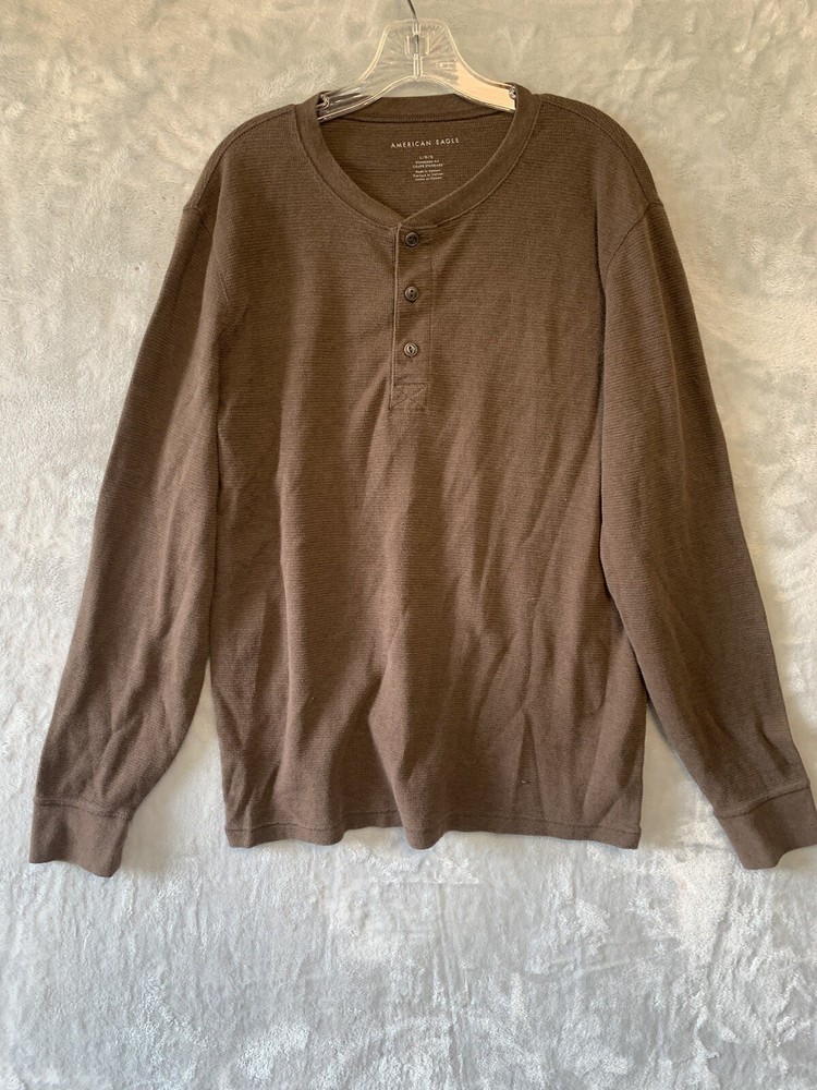 American Eagle Standard Fit Men’s Waffle Knit Long Sleeve  Size L Cottagecore
