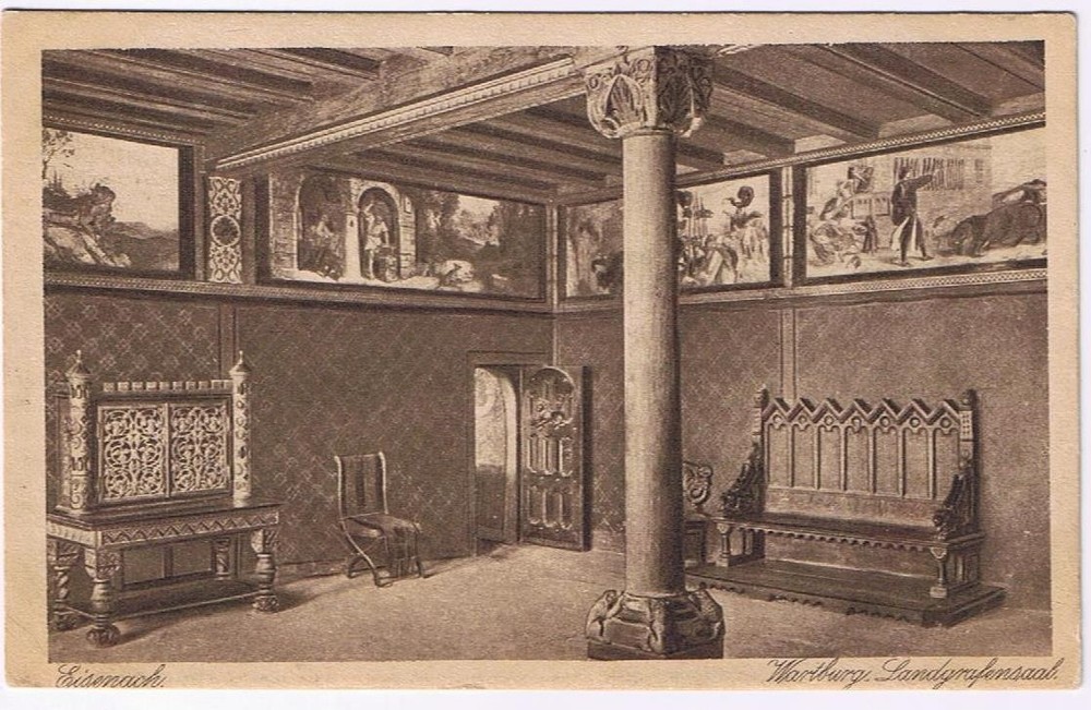 Germany Postcard RPPC Eisenach Wartburg Castle Landgrafensaal Landgrave Hall