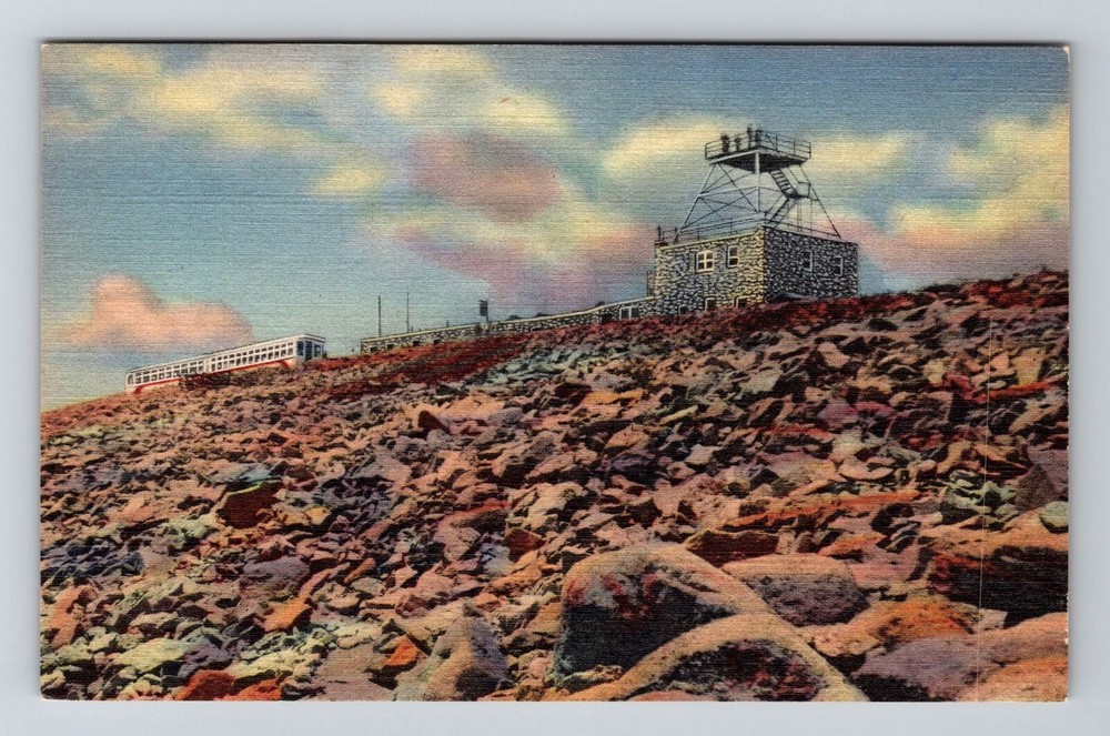 Pikes Peak CO-Colorado, Streamline Cog Train at Summit, Vintage Postcard