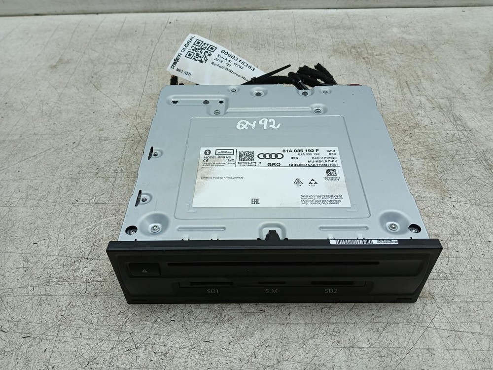 AUDI Q2 STEREO RADIO HEAD UNIT 81A035192F MK1 2016 - 2020