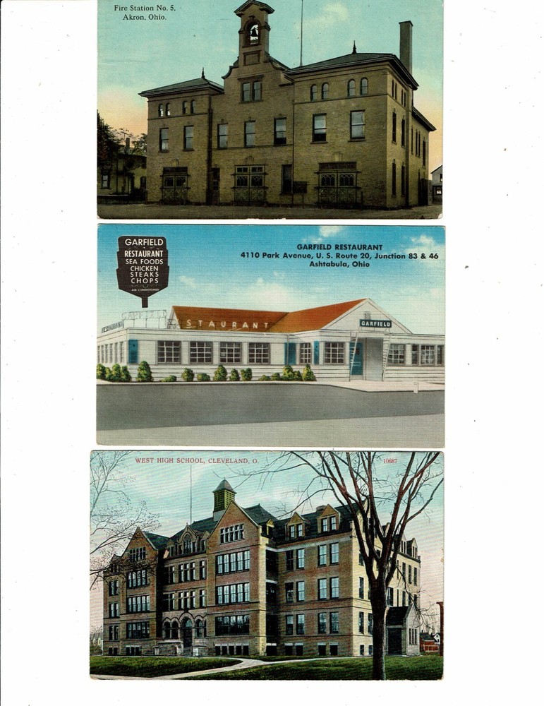 3 Card Ohio Lot, Akron Fire Station, Ashtabula Restaurant, Cleveland School!
