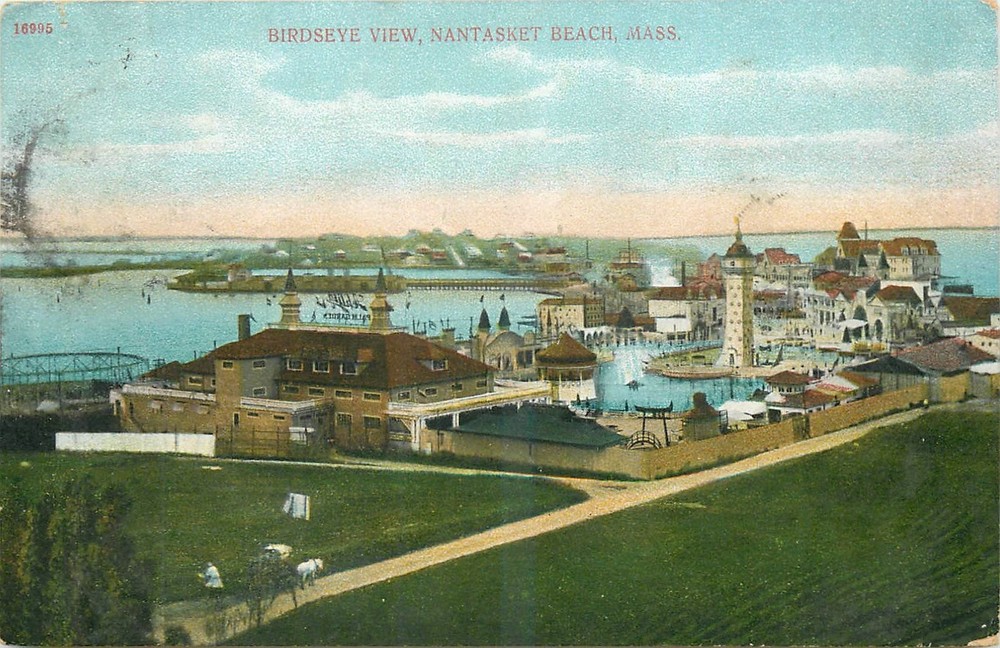 1908 Nantasket Beach Massachusetts Amusement Birdseye View Postcard 26-3246