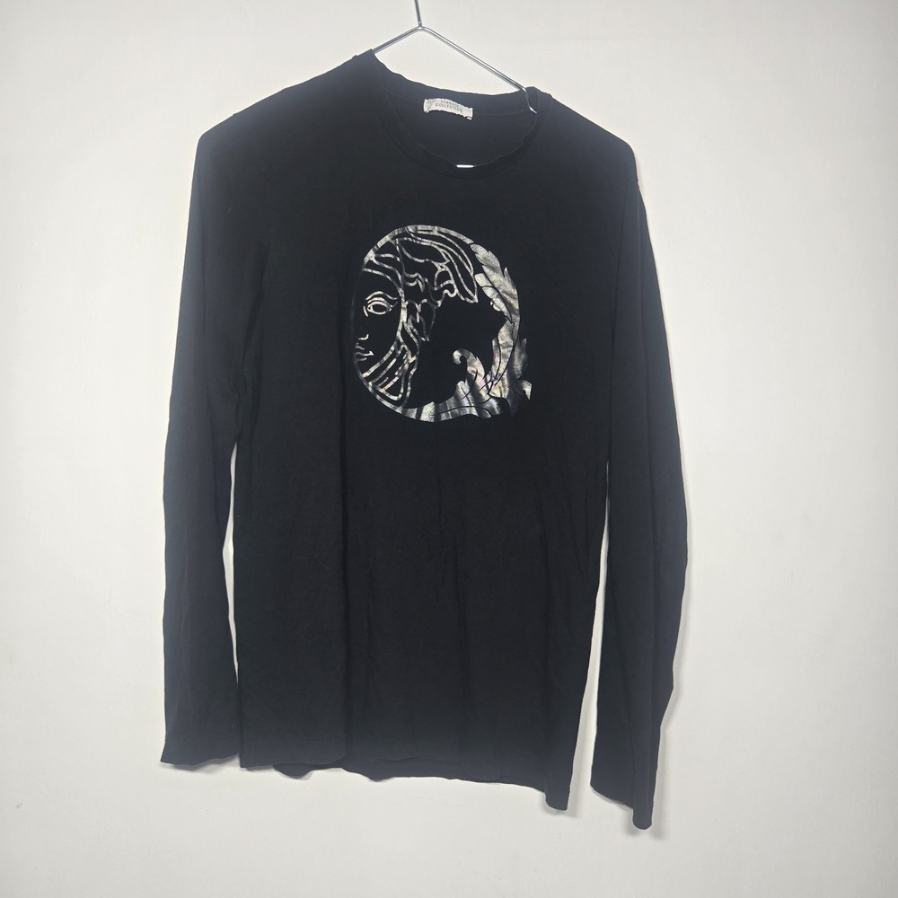 Versace Collection Men's Black Long Sleeve Medusa Logo Graphic T-Shirt Size S