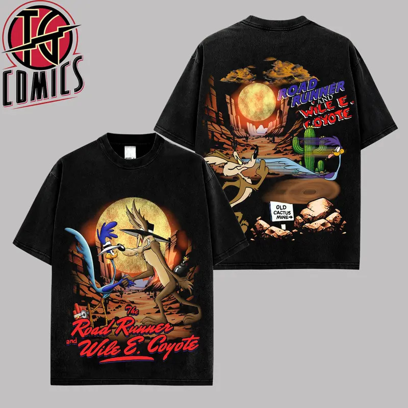 Road Runner & Wile E. Coyote - Looney Tunes Graphic Premium Cotton T-Shirt (Made