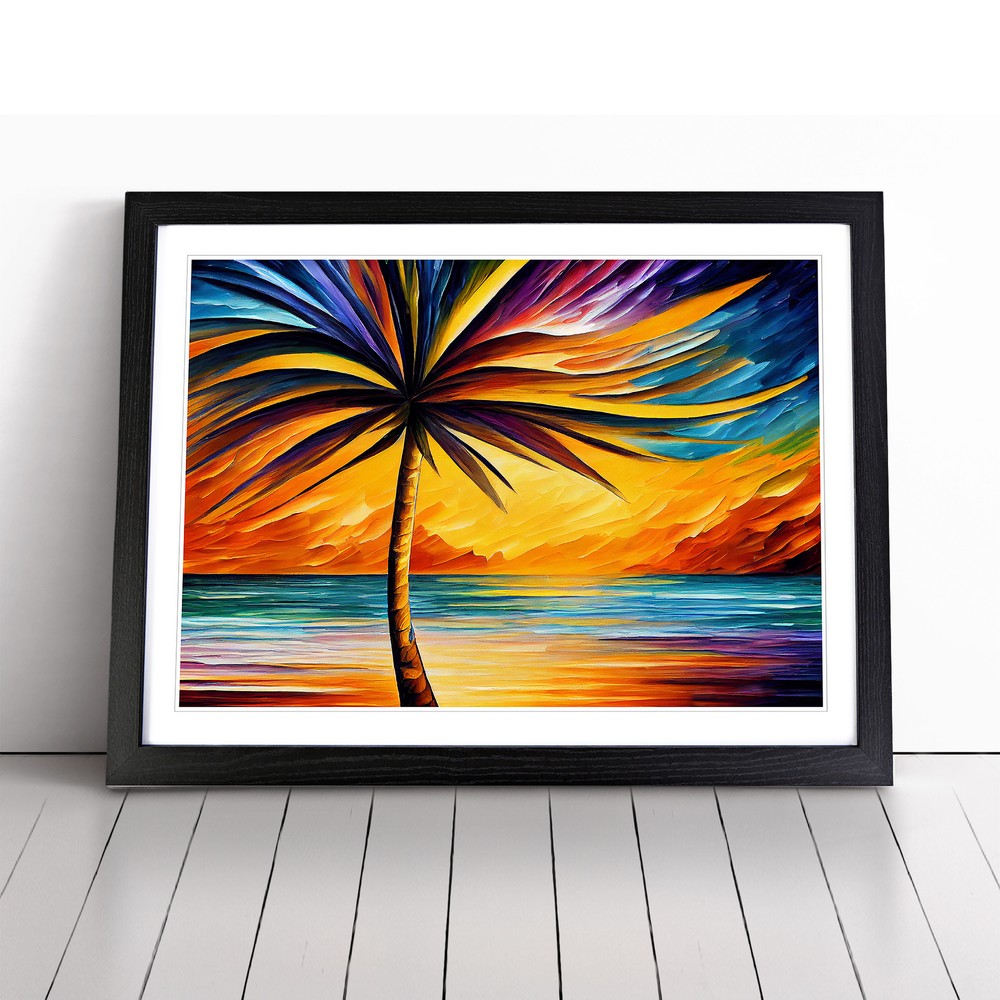 Palm Tree Vol.8 Abstract Framed Canvas Wall Art Print Poster Picture, Home Decor-image