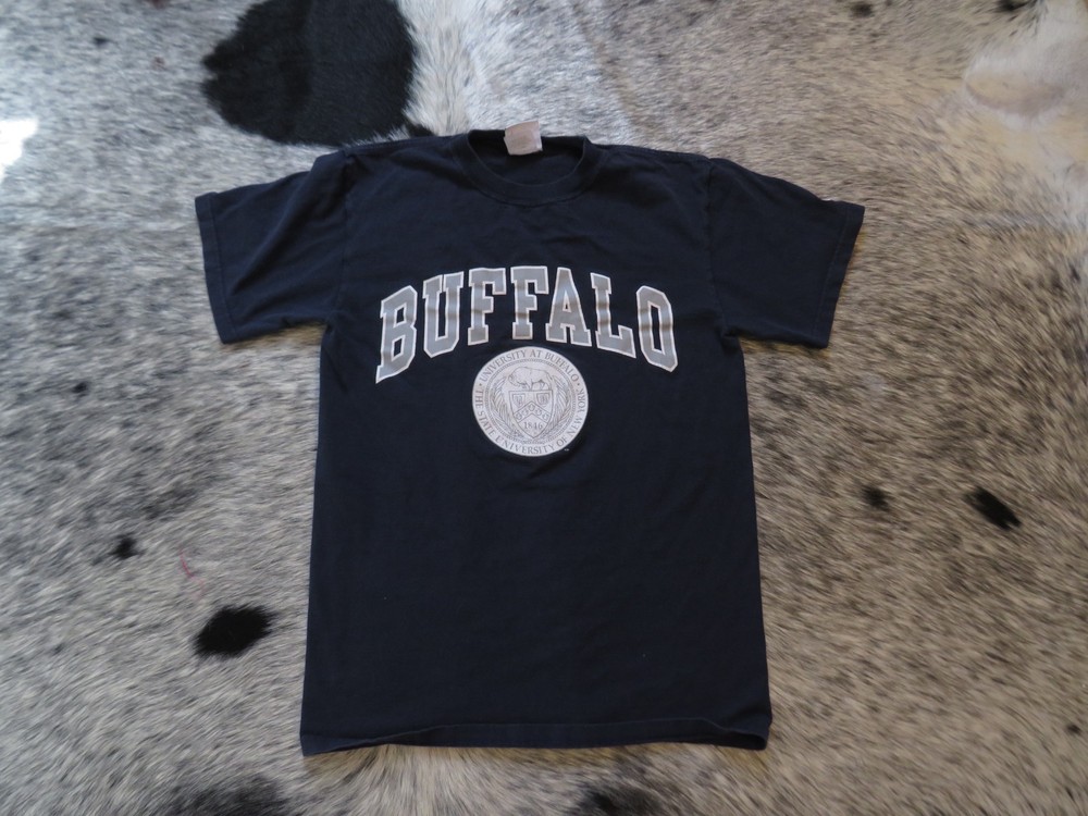 Vintage Champion Buffalo University T Shirt Mens Medium Black Spellout College T