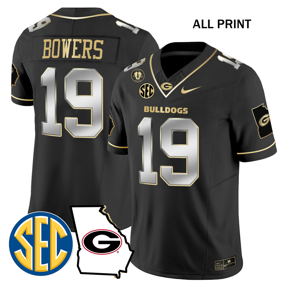 Georgia Bulldogs 2024 #19 BrockxBowers – GeorgiaxMap Football Jersey–All Print