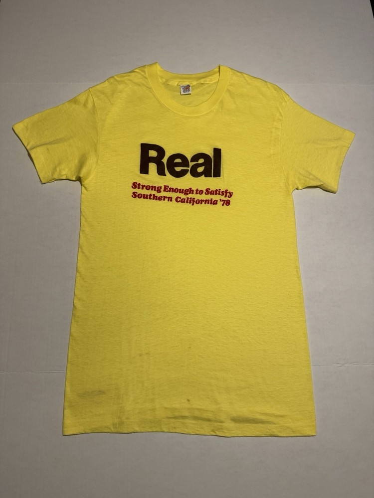 Vintage 70s Hanes Yellow Real SoCal ’78 Tee Single Stitch Made in USA