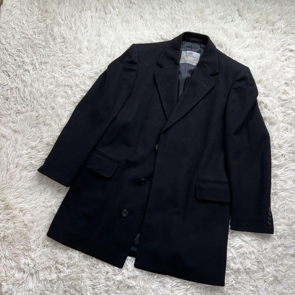 Aquascutum Chester Coat Cashmere Authentic Men's Black Asian fit L US size M