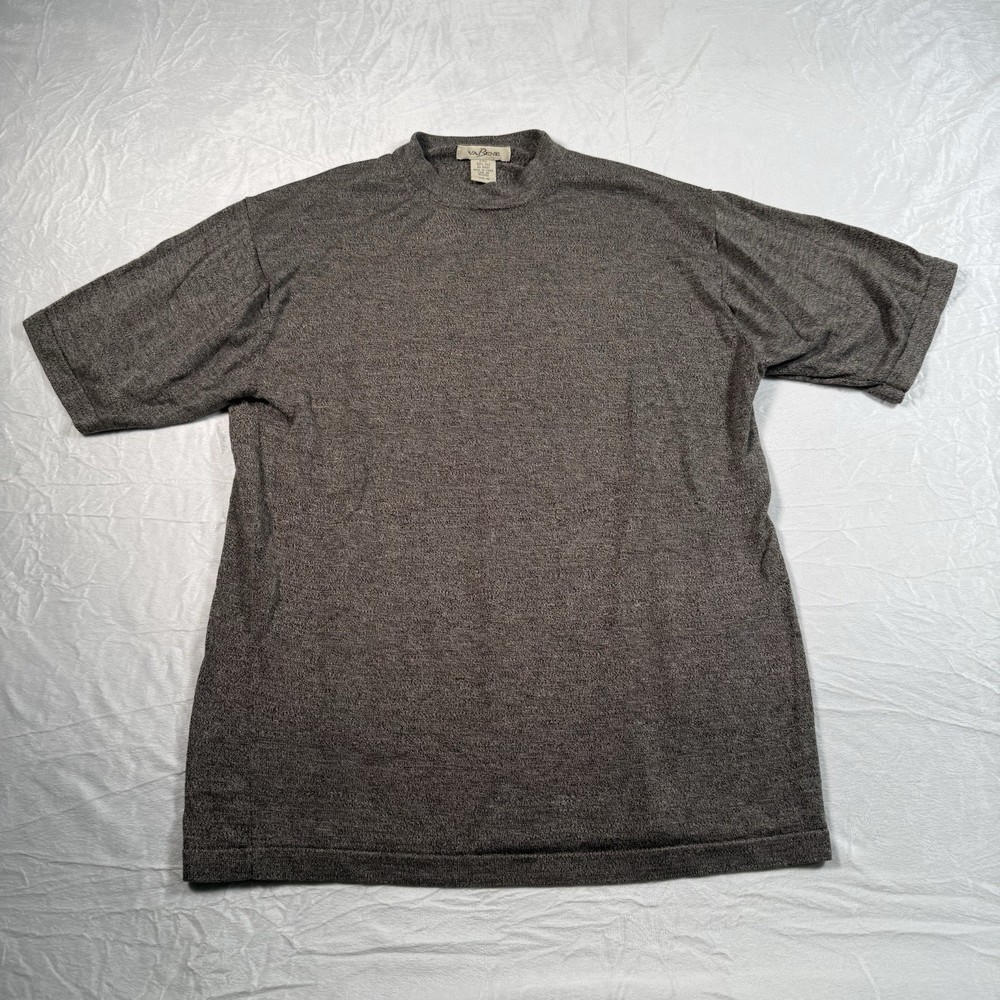 VA BENE Tee Shirt 4-Ply Silk Mens Medium Short Sleeve Heathered Brown Stretch