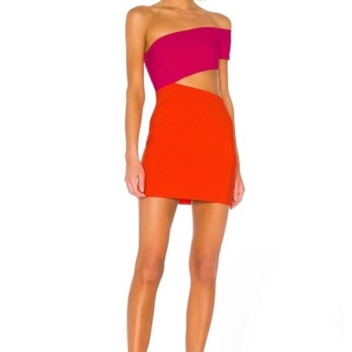 Lovers & Friends Cut-Out Mini Dress in Pink & Orange - Sexy Festival & Date Night Outfit - Size Large  