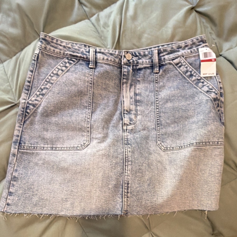 edited by REMI BADER Denim A-Line Short Skirt Blue Size 14, Button, Pockets